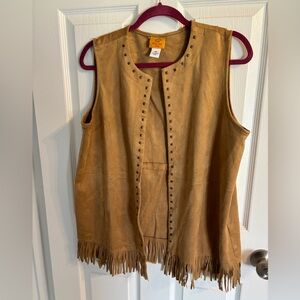 Ruby Rd. Suede Tan Boho Vest